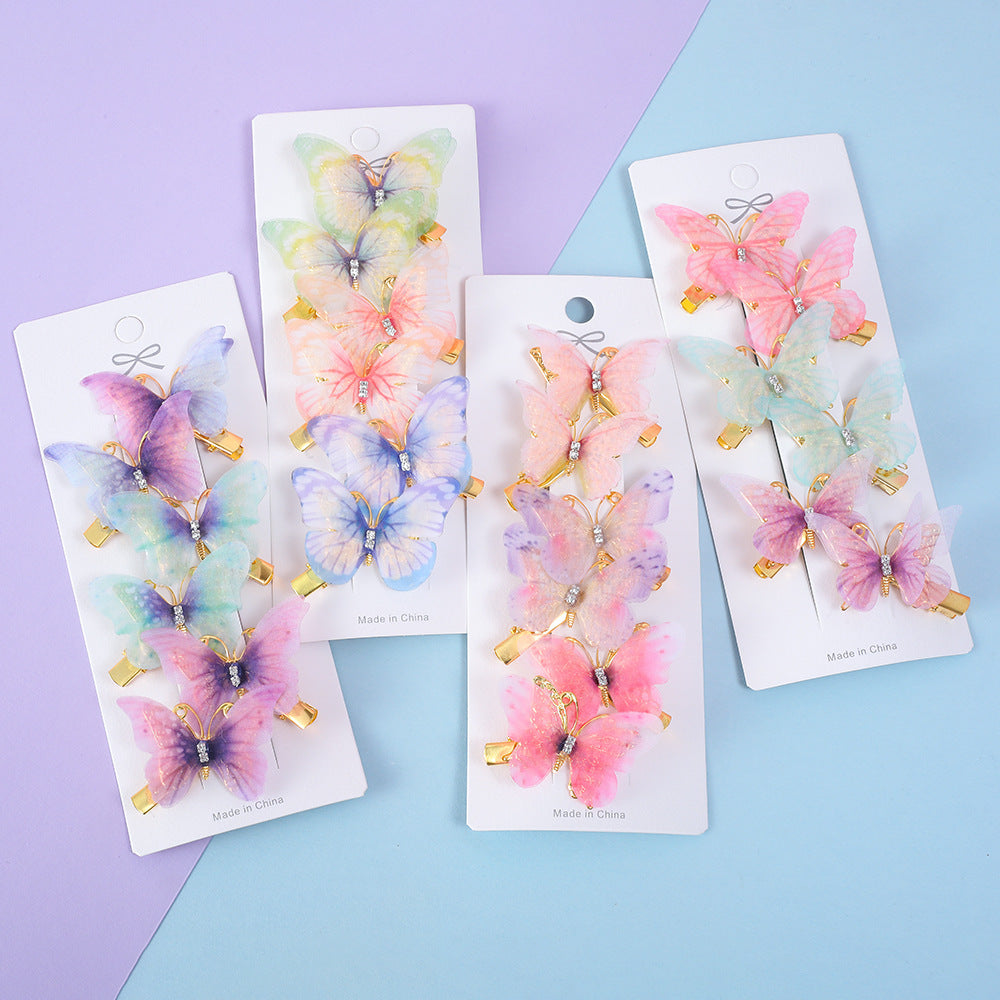 Wholesale Gradient Double Layer Butterfly Cute Pair Clip Fairy Duck Clip Cute Little Princess Hairpin